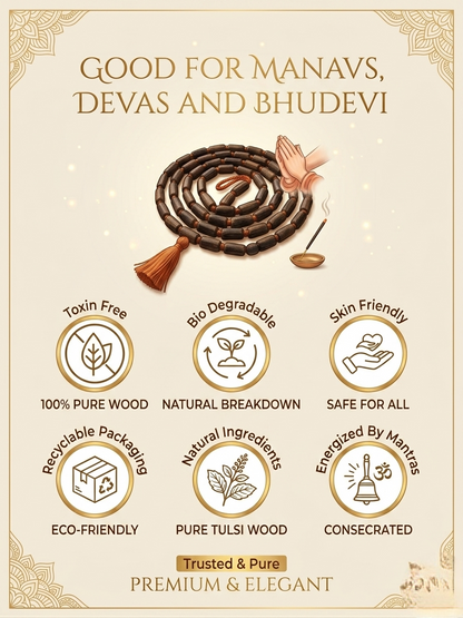 Sidhi Tulsi Mala – Energized 108+1 Natural Wood Beads for Meditation, Japa & Spiritual Protection
