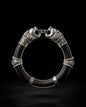 Bhairav Kada – Energized Pure Silver & Dark Leather Protection Bracelet