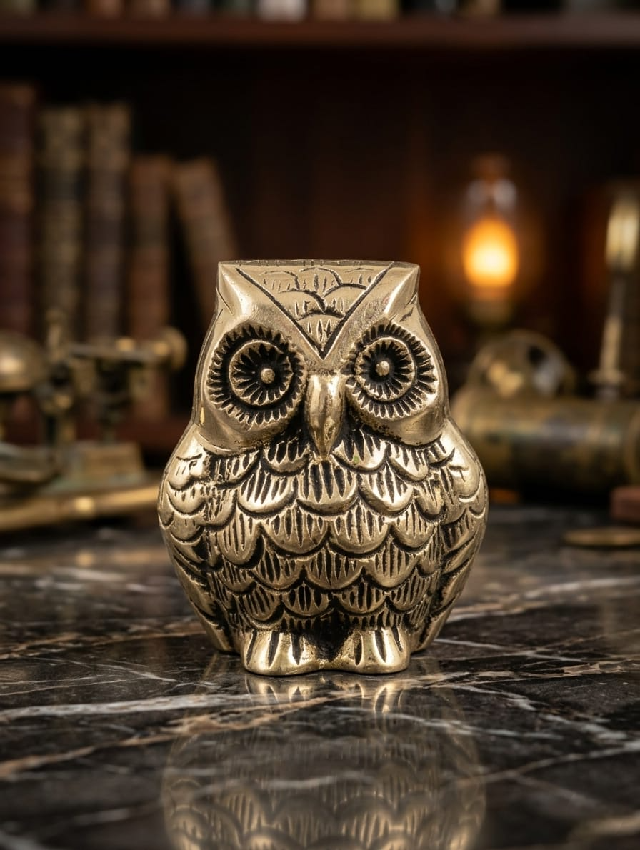 Sidh Owl Murthi – Energized Brass Ulloo Idol | Sacred Vahana of Mahalakshmi for Wealth & Wisdom