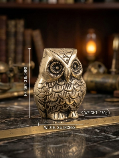 Sidh Owl Murthi – Energized Brass Ulloo Idol | Sacred Vahana of Mahalakshmi for Wealth & Wisdom